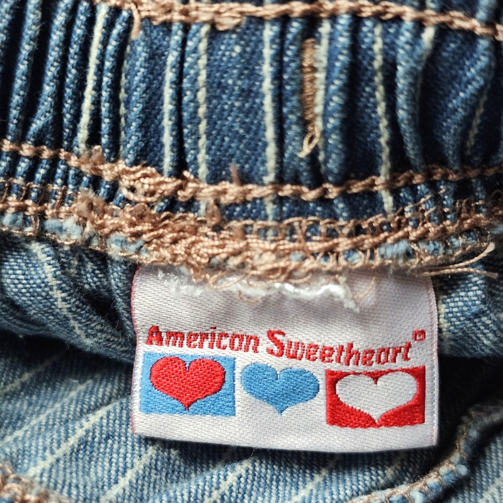 American Sweetheart Blue Pinstripe 100% Cotton Denim Pants Size M - Picture 5 of 11